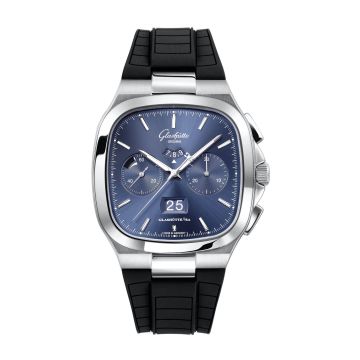 Glashütte Original Seventies Chronograph Panorama Date Blue / Rubbe r - Folding