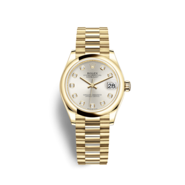 Rolex Datejust 31 Yellow Gold / Domed / Silver - Diamond / President