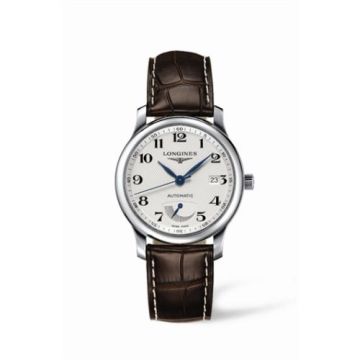 Longines Master Collection 38.5mm Power Reserve Stainless Steel / Silver-Arabic / Alligator