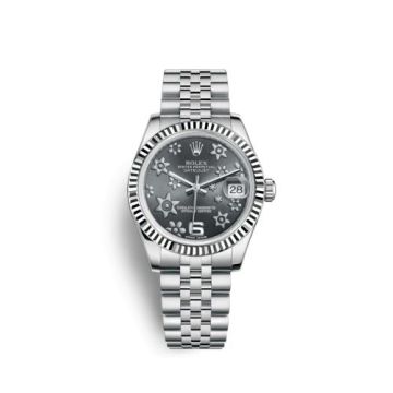 Rolex Datejust 31 Stainless Steel Fluted / Jubilee / Dark Rhodium Floral