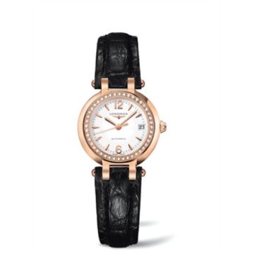 Longines PrimaLuna Automatic 26.5 Pink Gold Leather Diamond Arabic