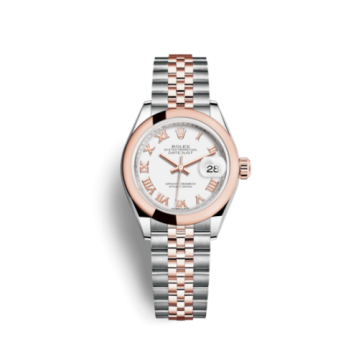 Rolex Lady-Datejust 28 Rolesor Rose Domed / Jubilee / White Roman