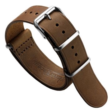 Cambridge Genuine Leather British Military Watch Strap - Chestnut Brown - 22mm