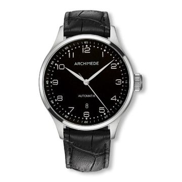 Archimede Klassik 42 Stainless Steel / Black / Black Leather