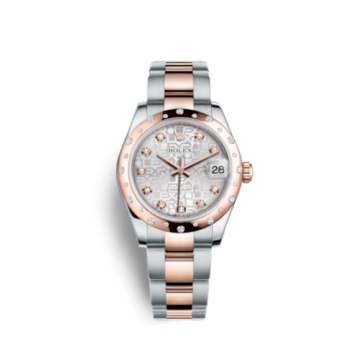 Rolex Datejust 31 Rolesor Everose Domed Diamond / Oyster / Silver Computer