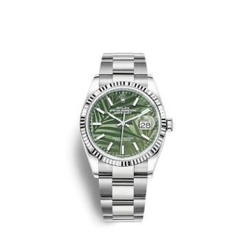 Rolex Datejust 36 Stainless Steel / Fluted / Green - Palm / Oyster