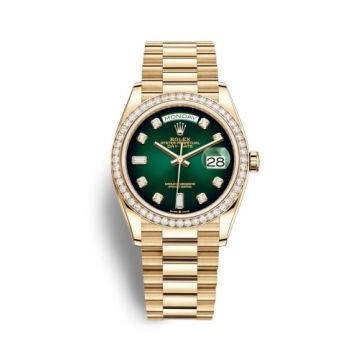 Rolex Day-Date 36 Yellow Gold / Diamond / Green Ombré - Diamond / President