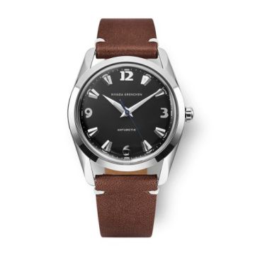 Nivada Grenchen Antarctic 35 Black - White Luminova / Stainless Steel / Brown - White