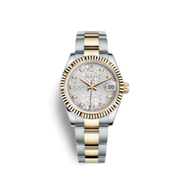 Rolex Datejust 31 Rolesor Yellow Fluted / Oyster / Silver Computer