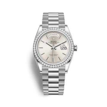 Rolex Day-Date 36 White Gold / Diamond / Silver / President