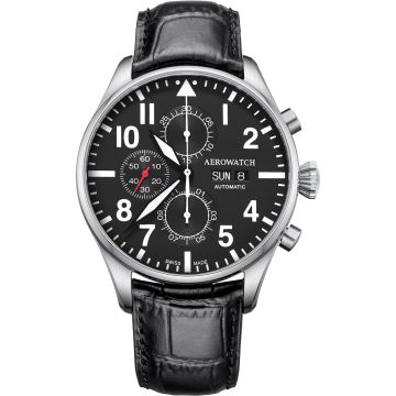 Aerowatch Les Grandes Classiques Aviator Automatic Chrono Day-Date Black