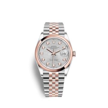 Rolex Datejust 36 Stainless Steel / Everose / Domed / Silver - Fluted - Diamond / Jubilee