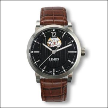 Limes Chyros Balancier Visible - Black / brown leather strap
