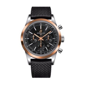 Breitling Transocean Chronograph Stainless Steel Red Gold / Black / Rubber Aero Classic