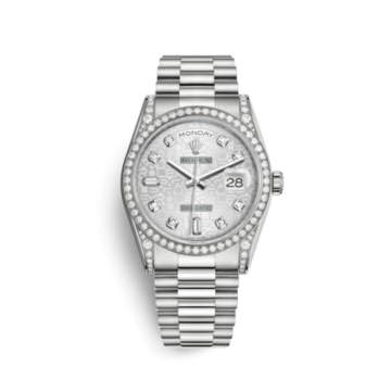 Rolex Day-Date 36 White Gold Diamonds / President  / Silver Computer