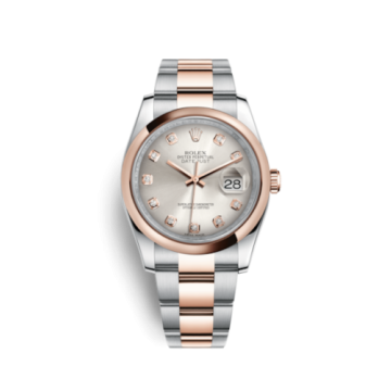 Rolex Datejust 36 Rolesor Everose Domed / Oyster / Silver Diamond