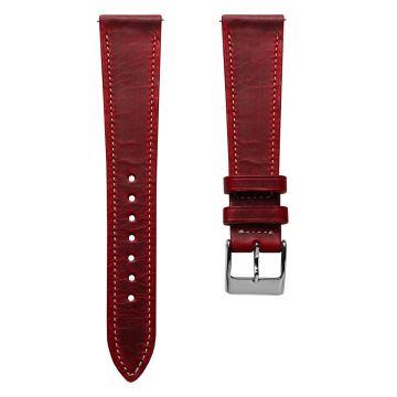 Hatherley Badalassi Carlo Wax Leather Watch Strap - Anvil Red with Beige Stitching - 22mm
