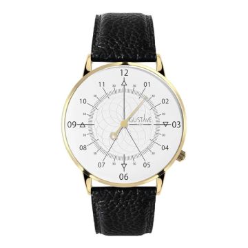 Gustave & Cie 12H Louis Or & Blanc Cuir Noir Réglisse Grainé 36mm