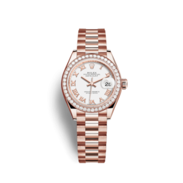 Rolex Lady-Datejust 28 Everose Diamond / President / White Roman