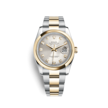 Rolex Datejust 36 Rolesor Yellow Domed / Oyster / Silver Diamond