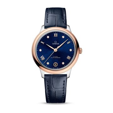 Omega De Ville Master Chronometer 34 Stainless Steel - Sedna Gold / Blue - Diamond