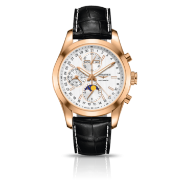 Longines Conquest Classic Moonphase Red Gold Silver