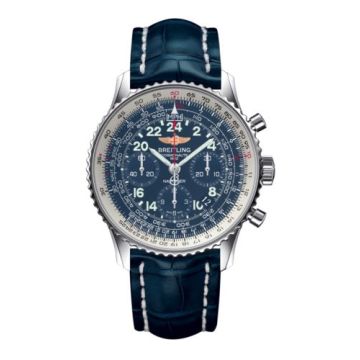 Breitling Cosmonaute Stainless Steel / Blue / Croco