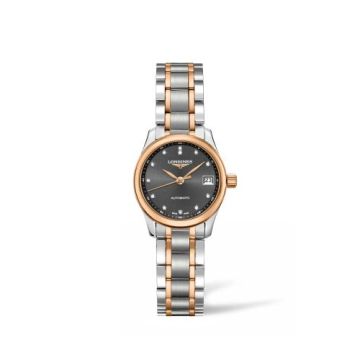 Longines Master Collection Date 25.5 Stainless Steel - Pink Gold / Grey / Bracelet