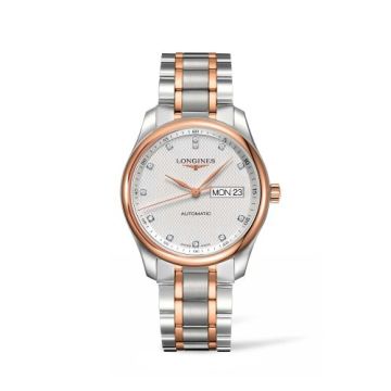 Longines Master Collection 38.5 Day Date Stainless Steel / Pink Gold / Silver-Diamond / Bracelet