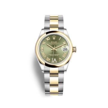 Rolex Datejust 31 Stainless Steel / Yellow Gold / Domed / Olive - Roman / Oyster