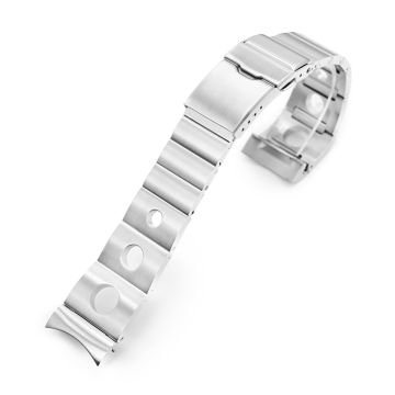Rollball II Watch Band for Seiko 5 Sports GMT SSK001 SSK003 SBSC003, Stainless Steel - Brushed, Baton Diver Clasp - 22mm
