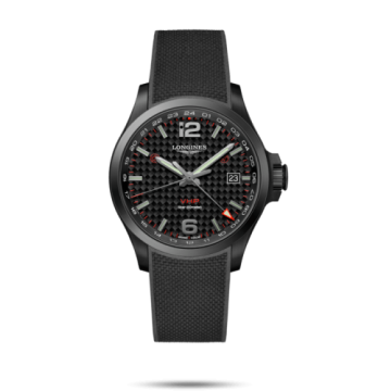 Longines Conquest V.H.P. GMT 43 PVD / Carbon / Rubber