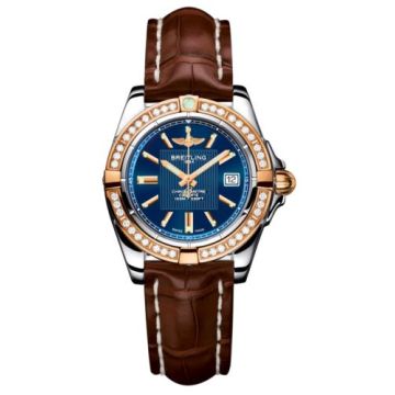 Breitling Galactic 32 Stainless Steel / Rose Gold / Diamond / Metallica Blue / Croco