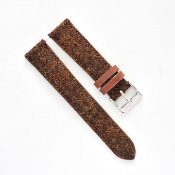 Harris Tweed® Pecan Brown Leather Keeper Watch Strap - 18mm