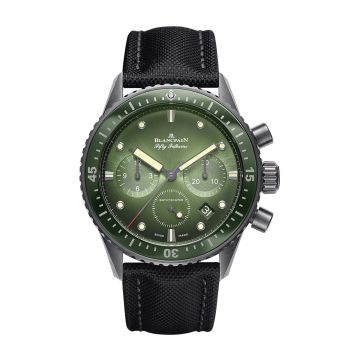 Blancpain Fifty Fathoms Bathyscaphe Flyback Chronograph Black Ceramic / Green / Canvas