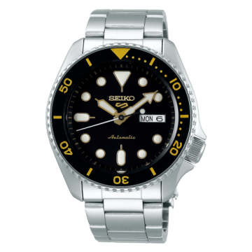 Seiko 5 Sports Sports Style Stainless Steel / Black - Gold / Bracelet