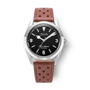 Nivada Grenchen Super Antarctic 3.6.9. Black - No Vintage Effect / Stainless Steel / Brown Racing
