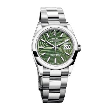 Rolex Datejust 36 Stainless Steel / Domed / Green Palm / Oyster