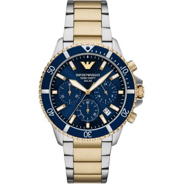 Emporio Armani Diver World Explorer Solar Chronograph Two-Tone / Blue