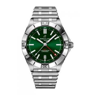 Breitling Chronomat  40 GMT Stainless Steel / Green / Rouleaux