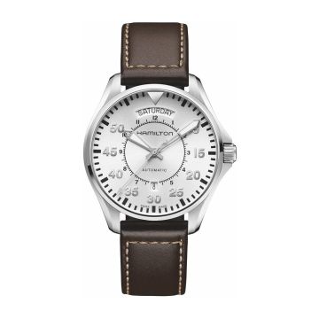 Hamilton Khaki Pilot Day Date Auto 42 Stainless Steel / Silver / Strap