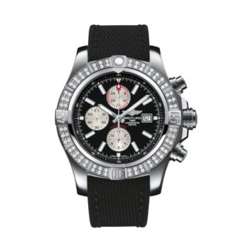 Breitling Super Avenger II Stainless Steel / Diamond / Volcano Black / Military / Pin