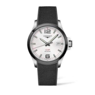 Longines Conquest V.H.P. 43 Stainless Steel / Ceramic / Silver / Rubber