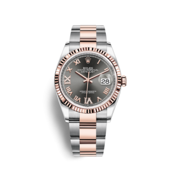 Rolex Datejust 36 Stainless Steel / Everose / Fluted / Slate Roman Diamond / Oyster