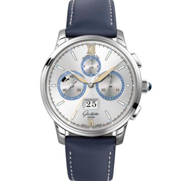 Glashütte Original Senator Chronograph Panorama Date Capital Edition Platinum / Silver  / Calf / Folding
