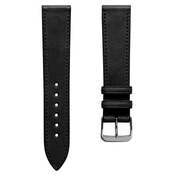 Camden Hand-Stitched Genuine Leather Watch Strap - Ebony Black - 22mm