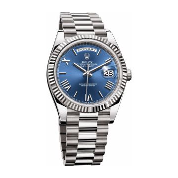 Rolex Day-Date 40 White Gold / Blue - Roman