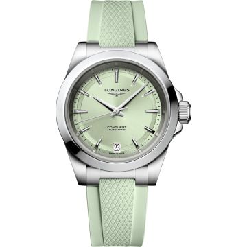 Longines Conquest 34 Stainless Steel / Mint Green  / Rubber