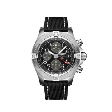 Breitling Avenger Chronograph GMT 45 Stainless Steel / Black / Strap - Pin