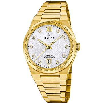 Festina Swiss Rivé Date 35mm Golden / White